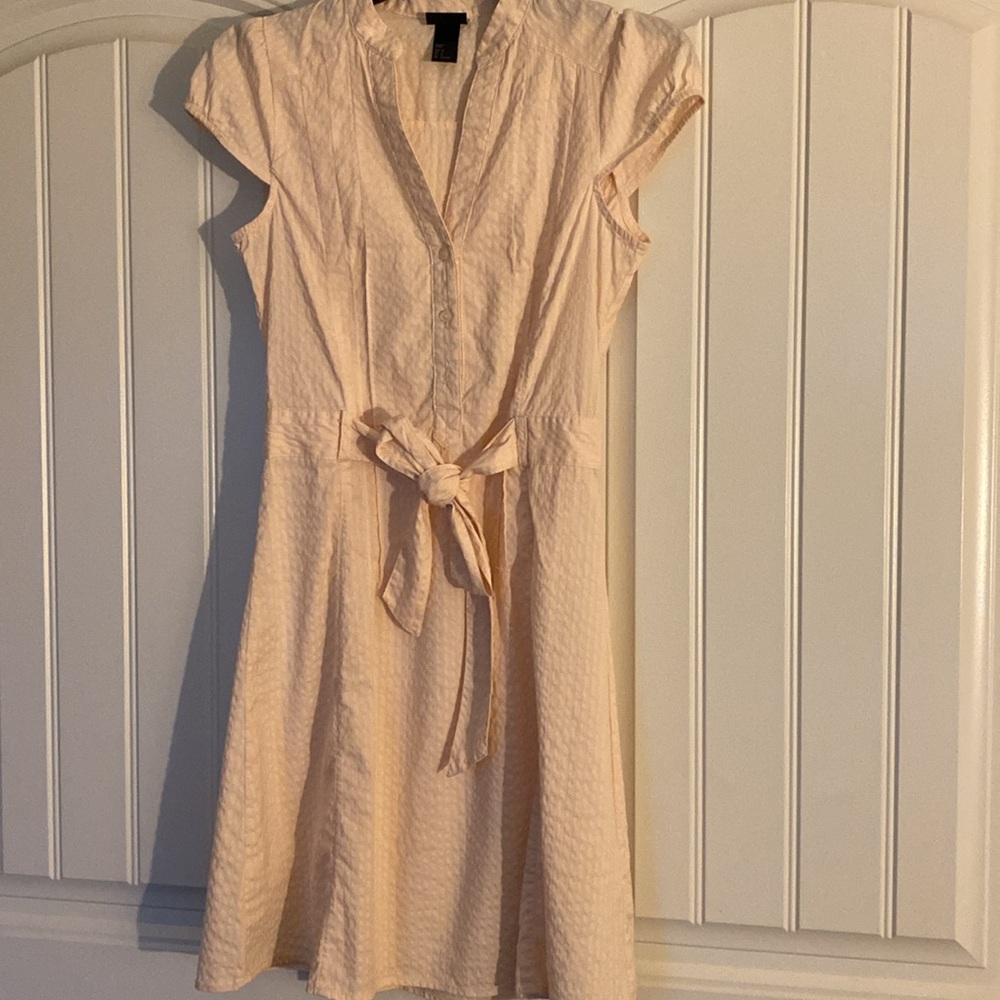 H&M  Peach Color Textured Fabric Cap-Sleeve Dress Size 6